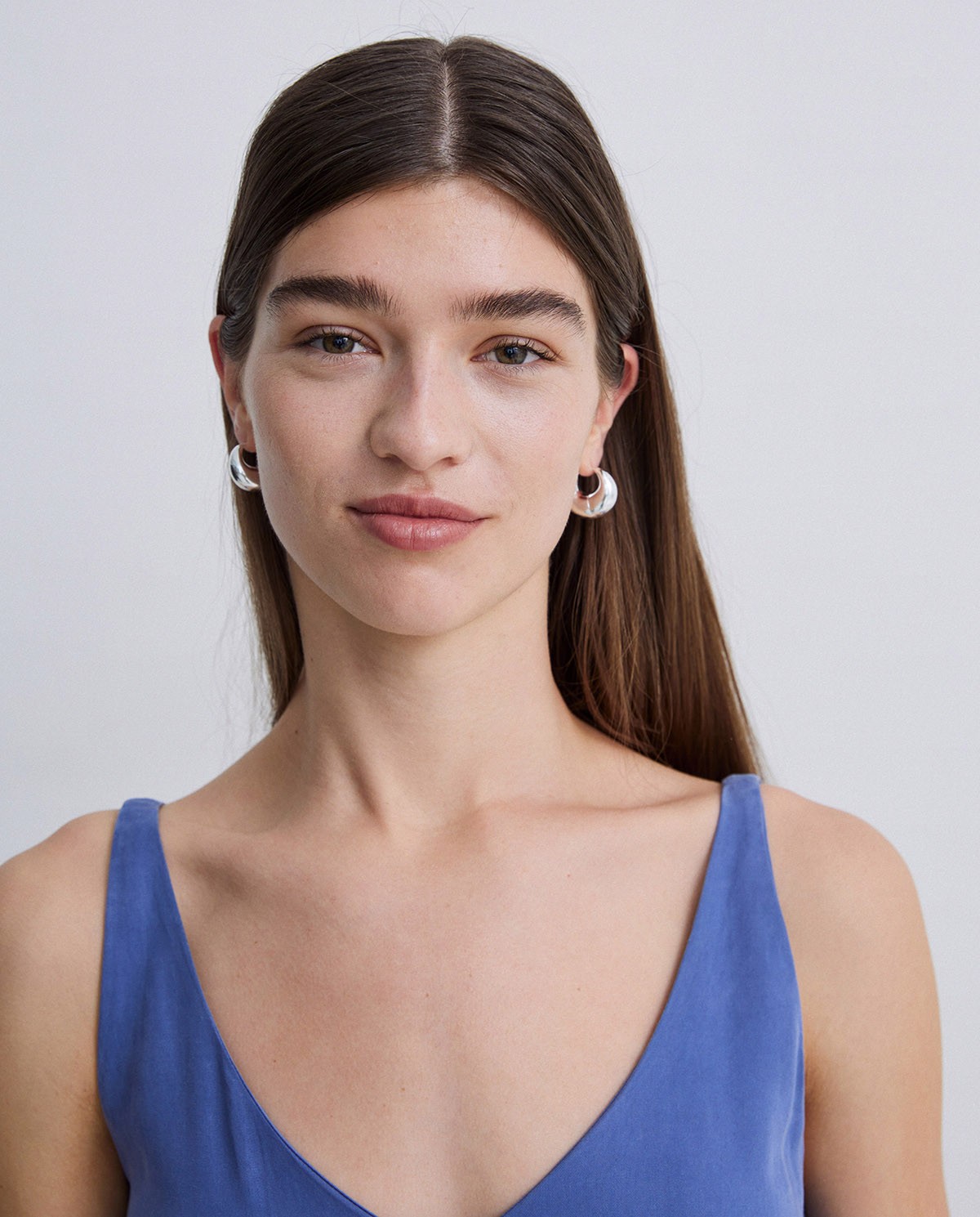 Robe sans manches en tencel bleu