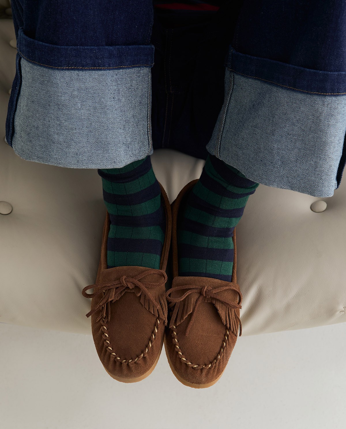 Calcetines de rayas en tonos azul y verde 2