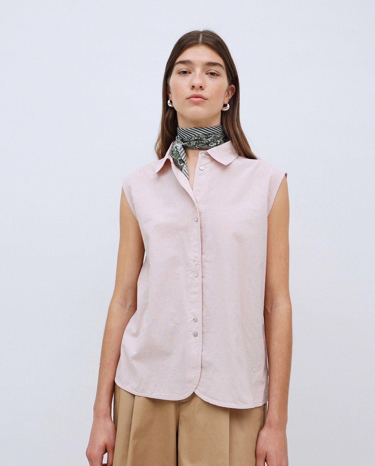 Camisa bimateria voile rosa pálido 2