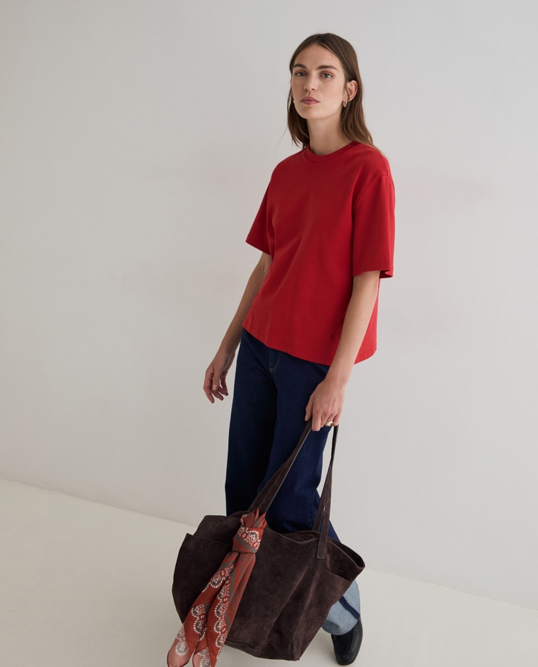 Bolso shopper de ante en color chocolate