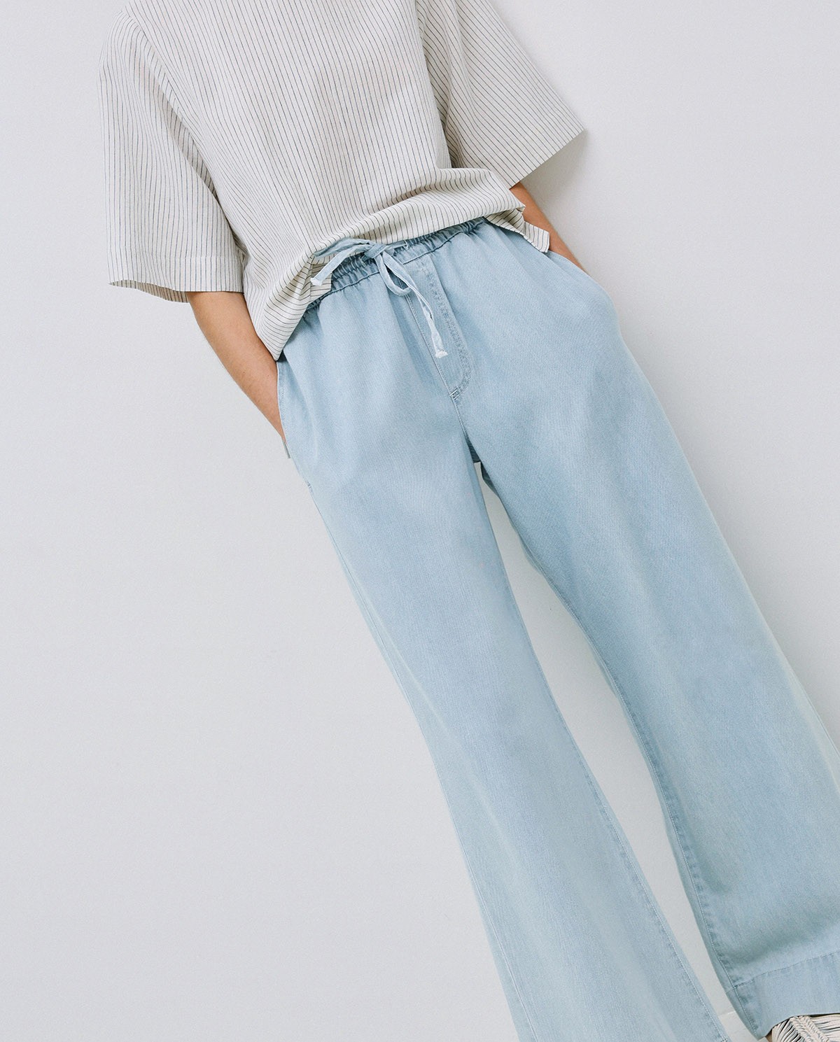Pantalon palazzo en jean bleu 4