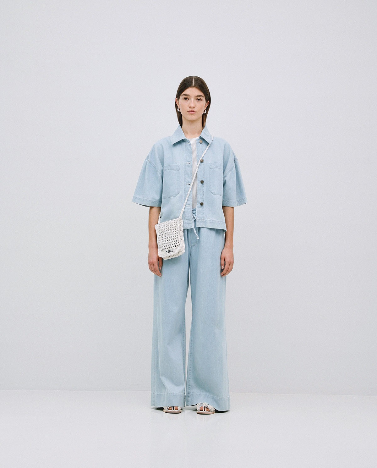 Pantalon palazzo en jean bleu 6