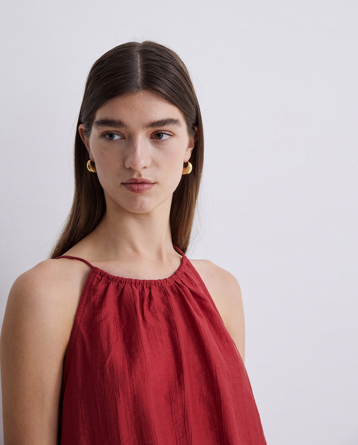 Top cuello halter lyocell rojo oscuro