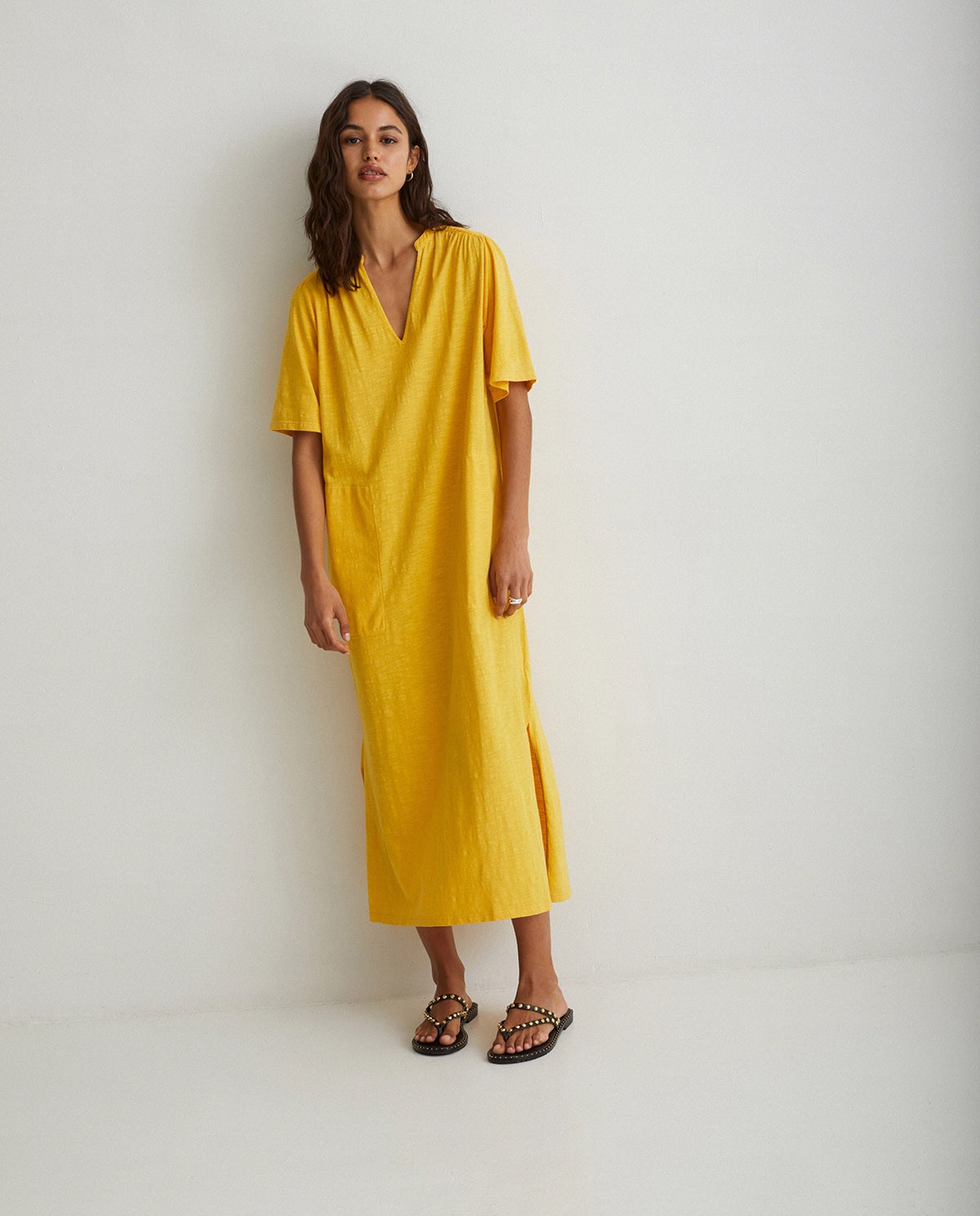 Short-sleeve cotton dress Yellow 2
