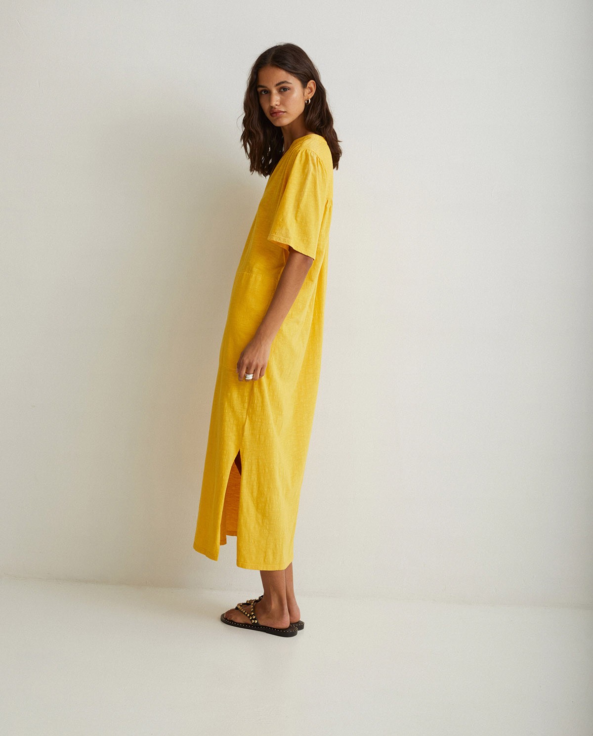 Short-sleeve cotton dress Yellow 4