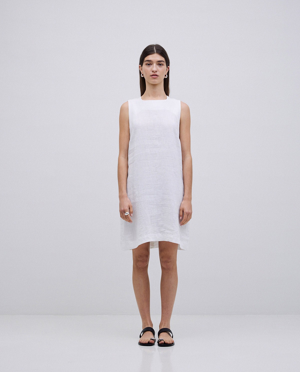 Vestido 100% lino blanco 5