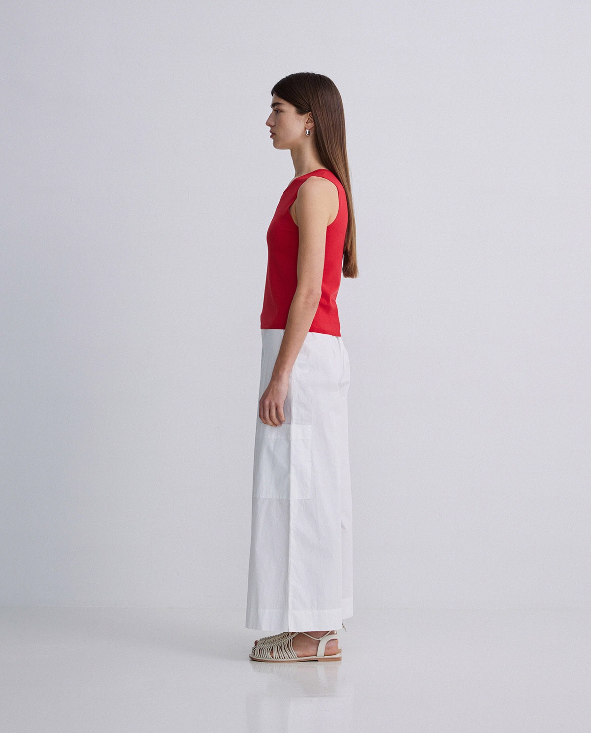 Pantalones popelín algodón culotte crudo