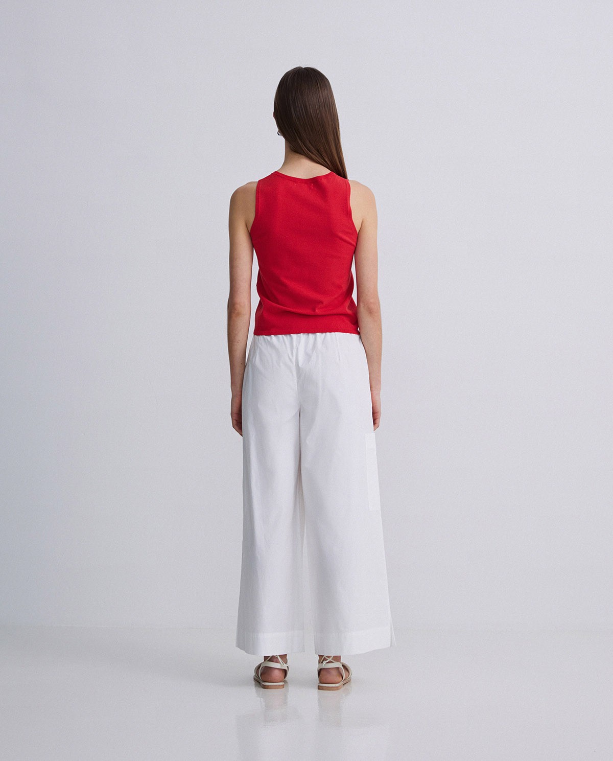 Pantalones popelín algodón culotte crudo