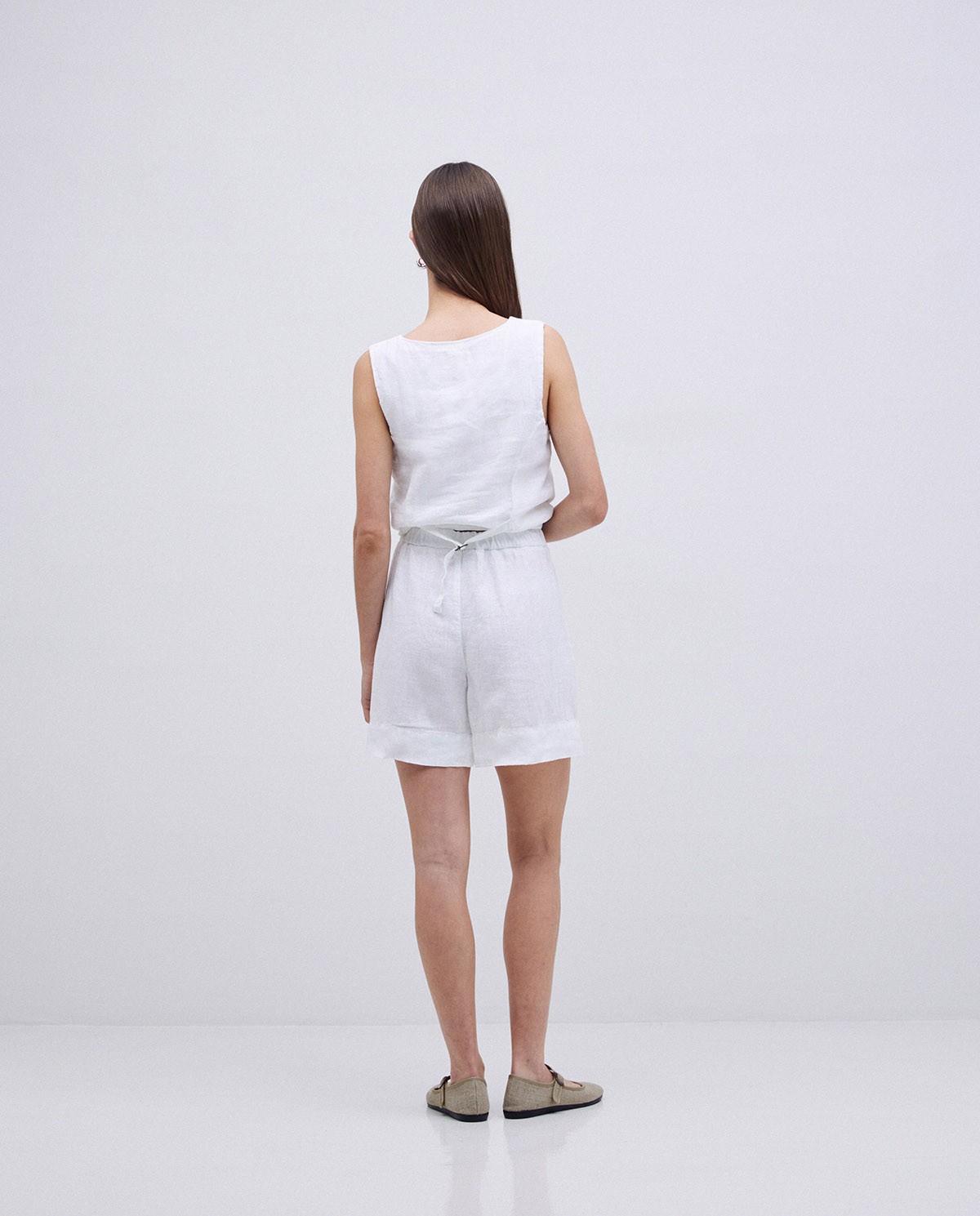 Short 100 % lin blanc 8