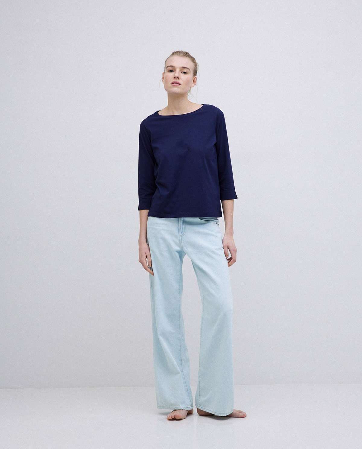 T-shirt basique 3/4 bleu foncé 3