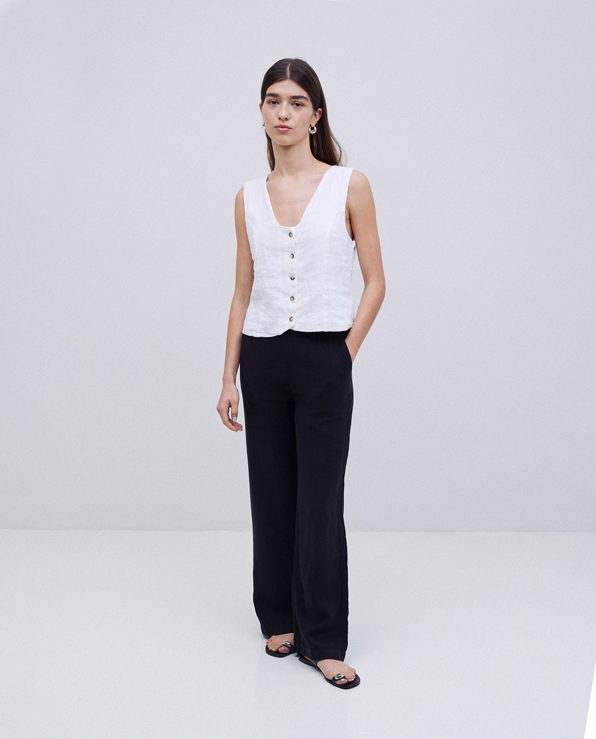 White 100% linen vest 6