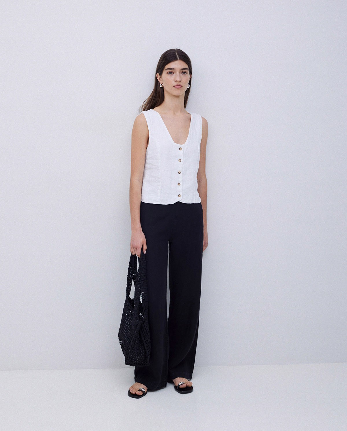 White 100% linen vest 5