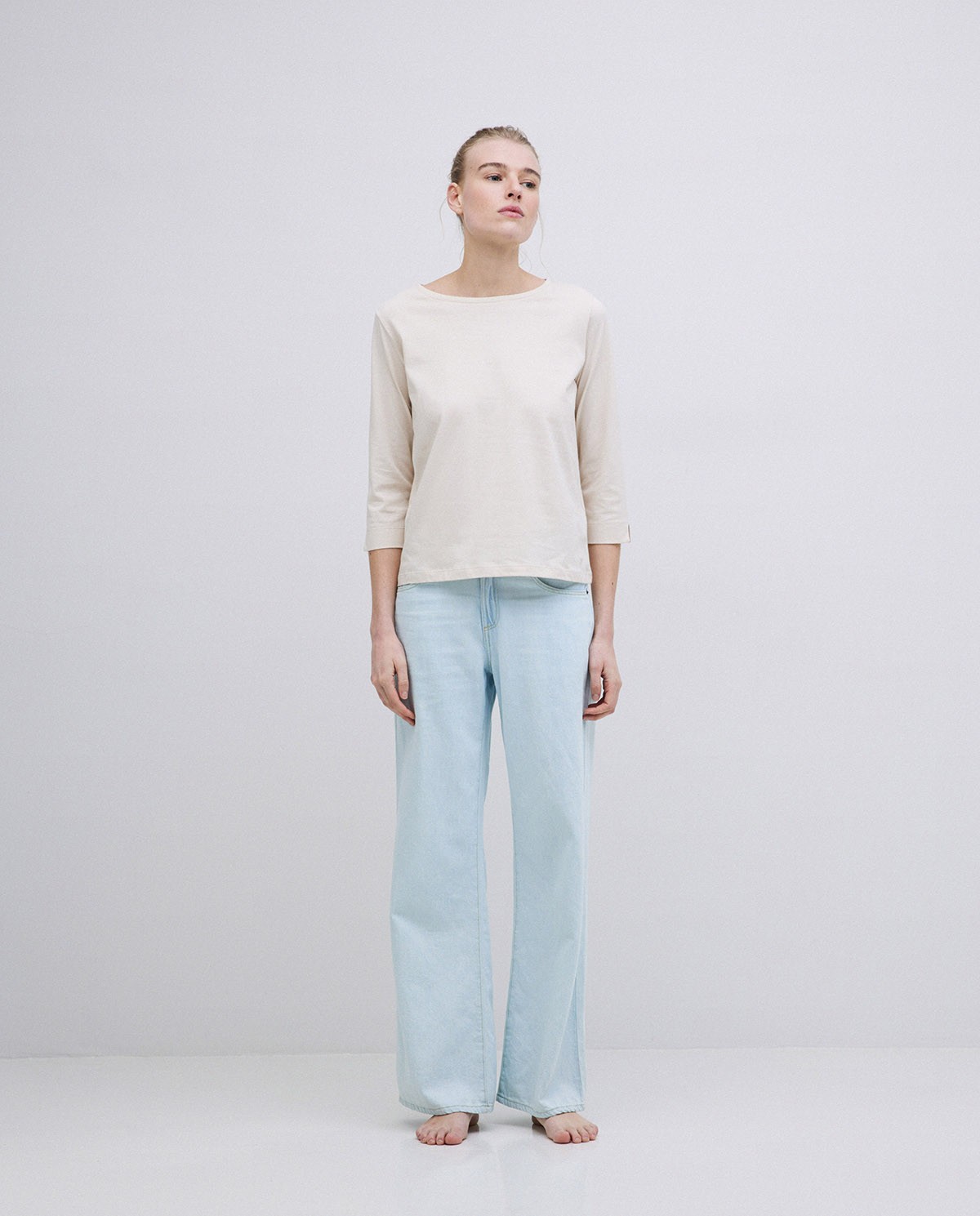 Camiseta básica 3/4 beige 5