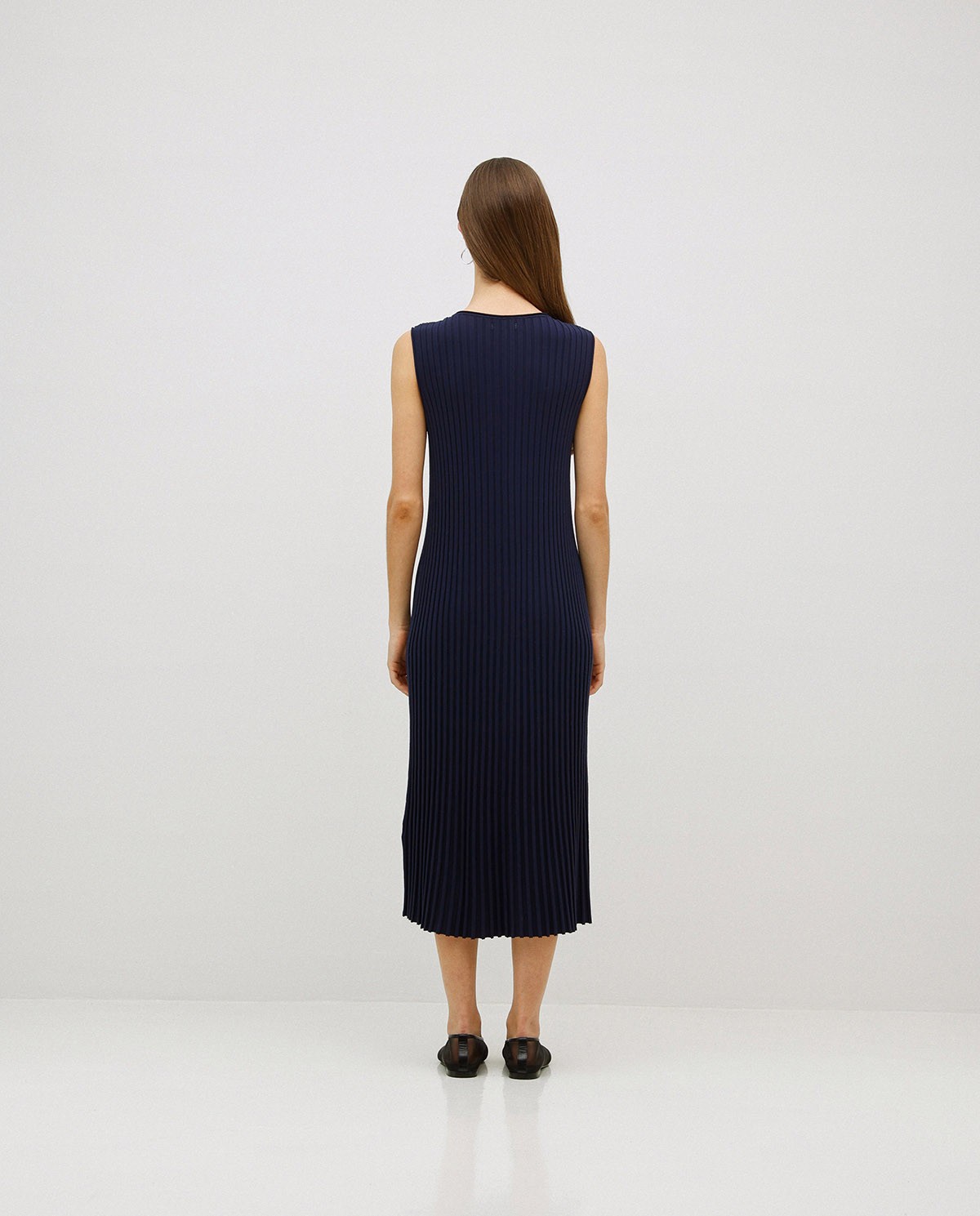 Vestido largo tirantes evasé azul oscuro 7
