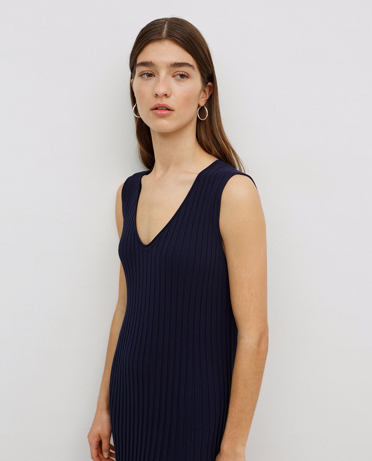 Vestido largo tirantes evasé azul oscuro 2