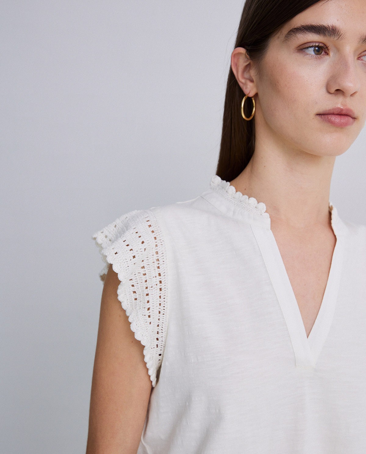Blusa 100% algodón crochet crudo