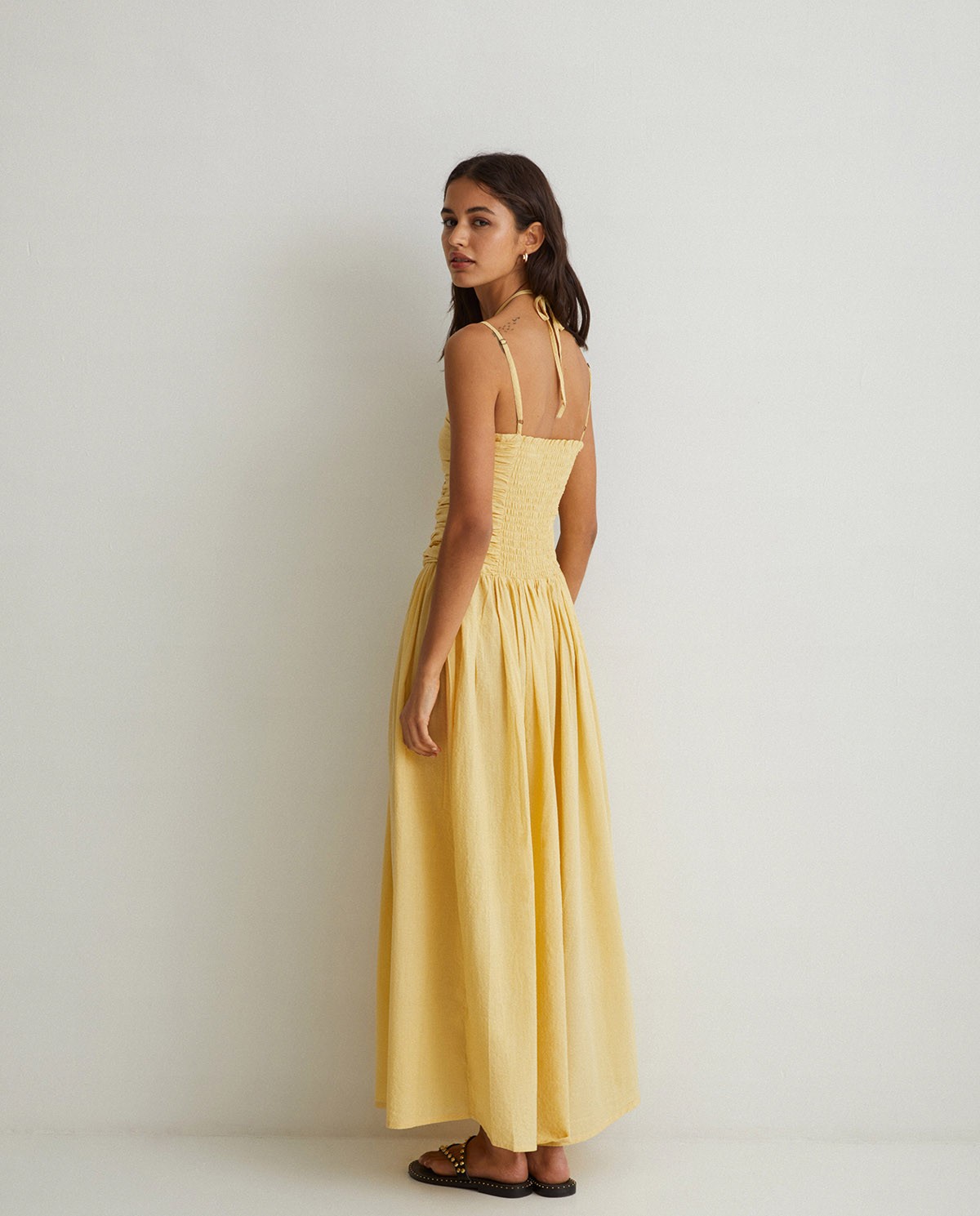 Long draped dress Yellow 4