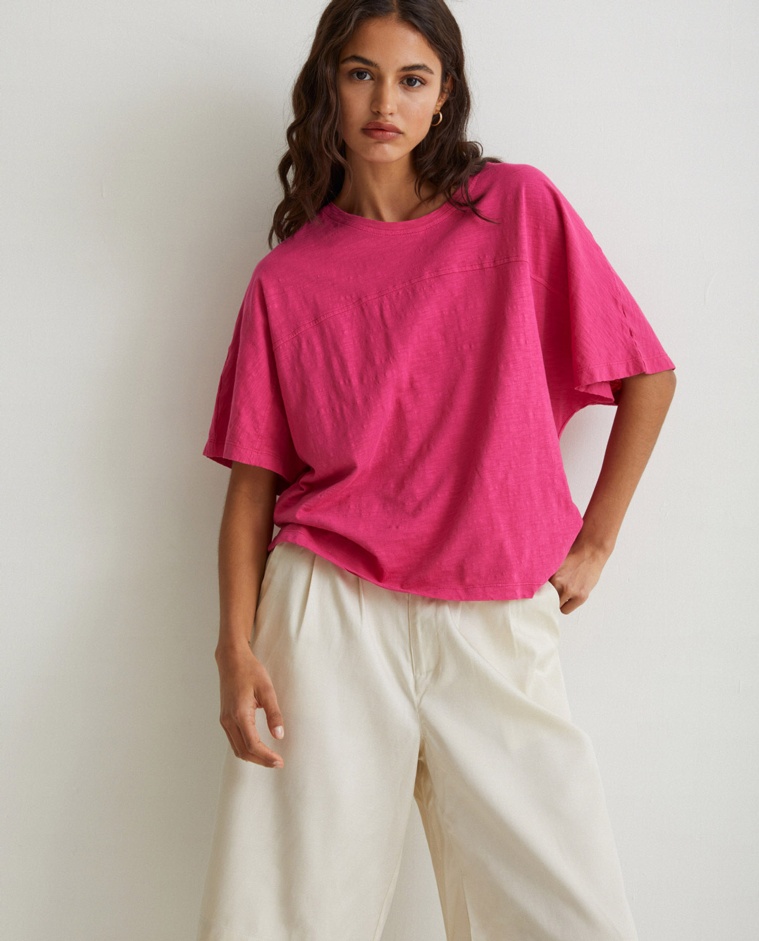 Oversize organic-cotton t-shirt Fuchsia