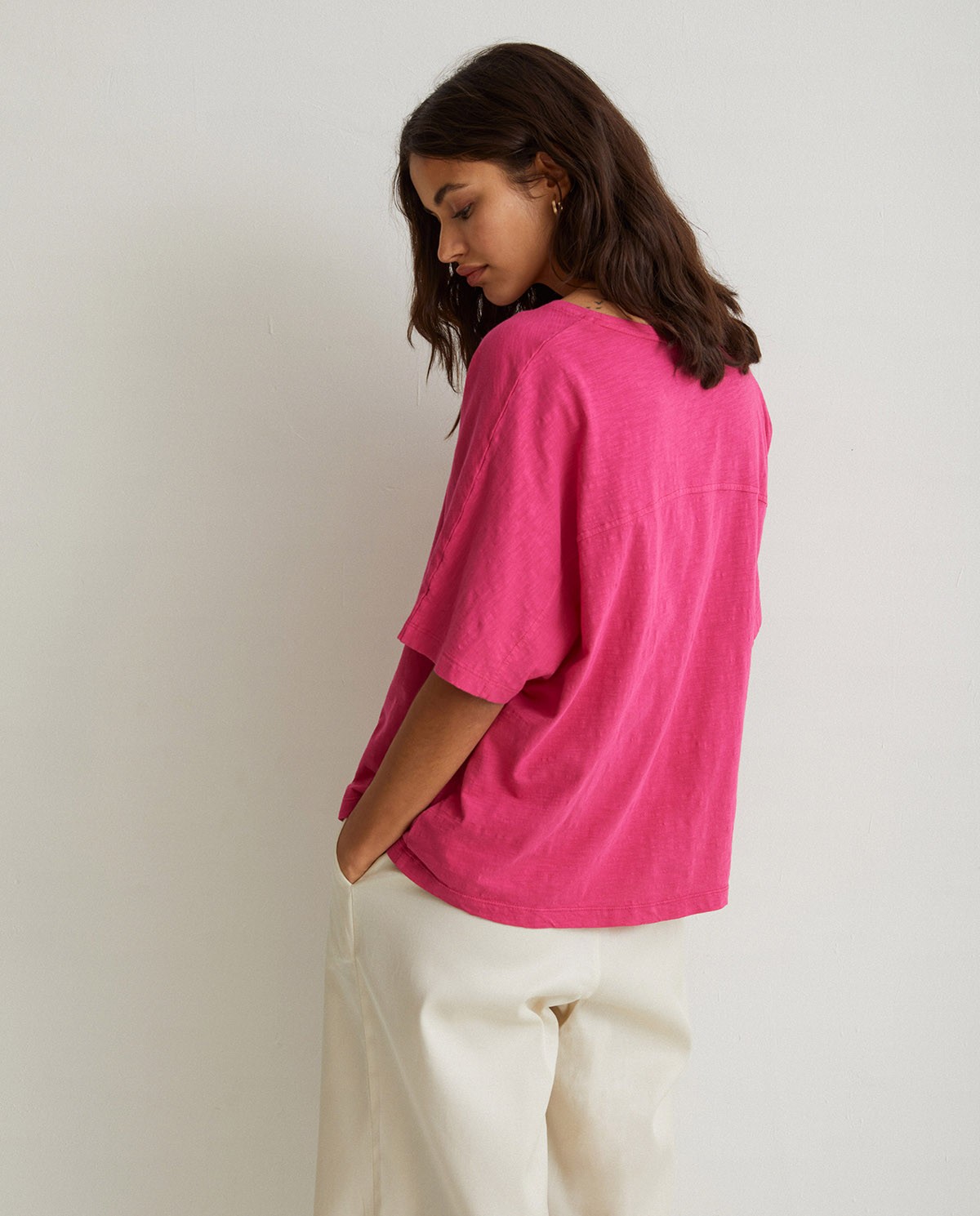 Oversize organic-cotton t-shirt Fuchsia 3