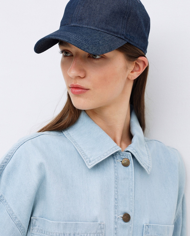 Indigo blue adjustable denim cap