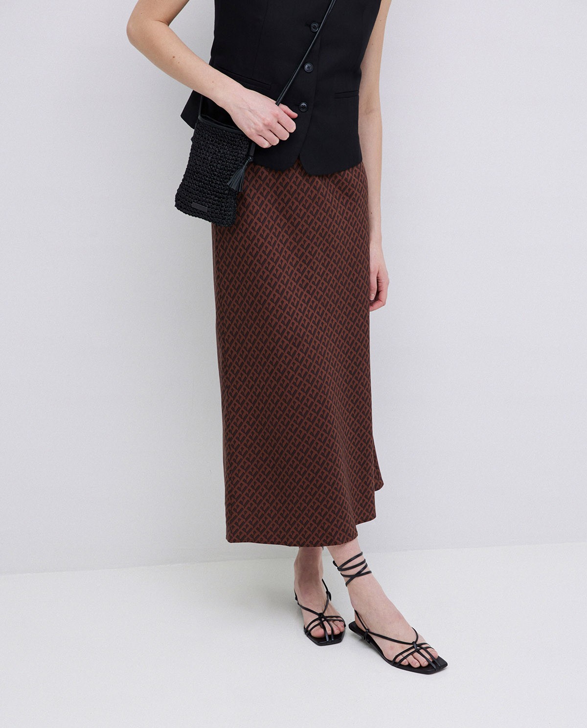 Chocolate geometric print skirt