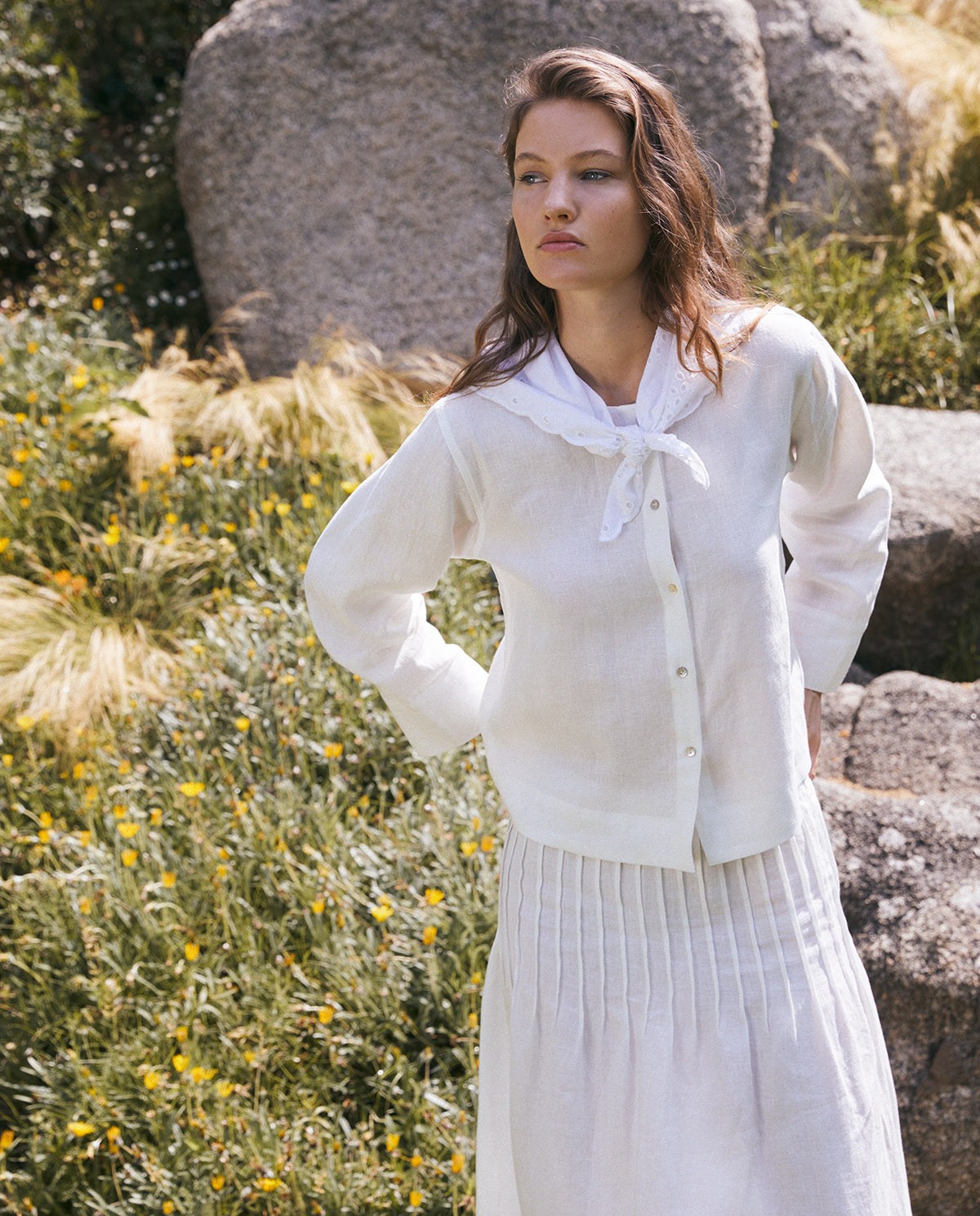 Long-sleeve hemp blouse|Yerse