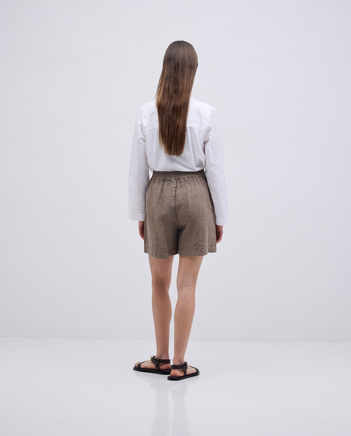 Khaki linen shorts 4