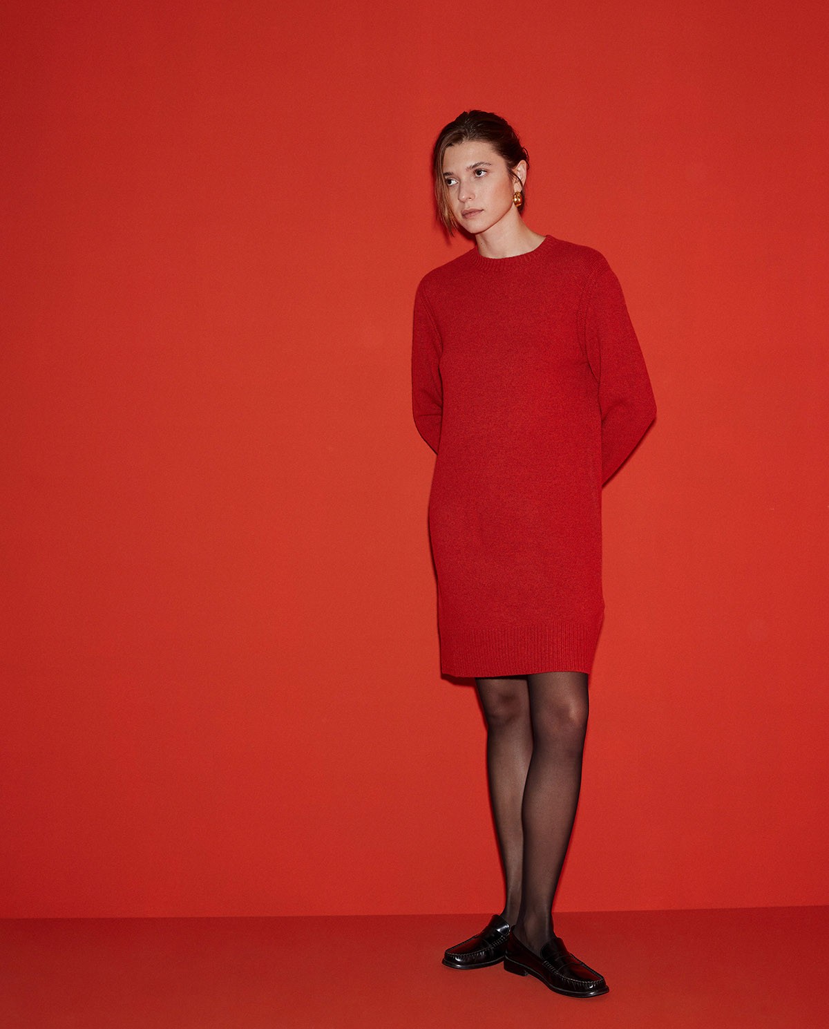 Robe midi en laine rouge