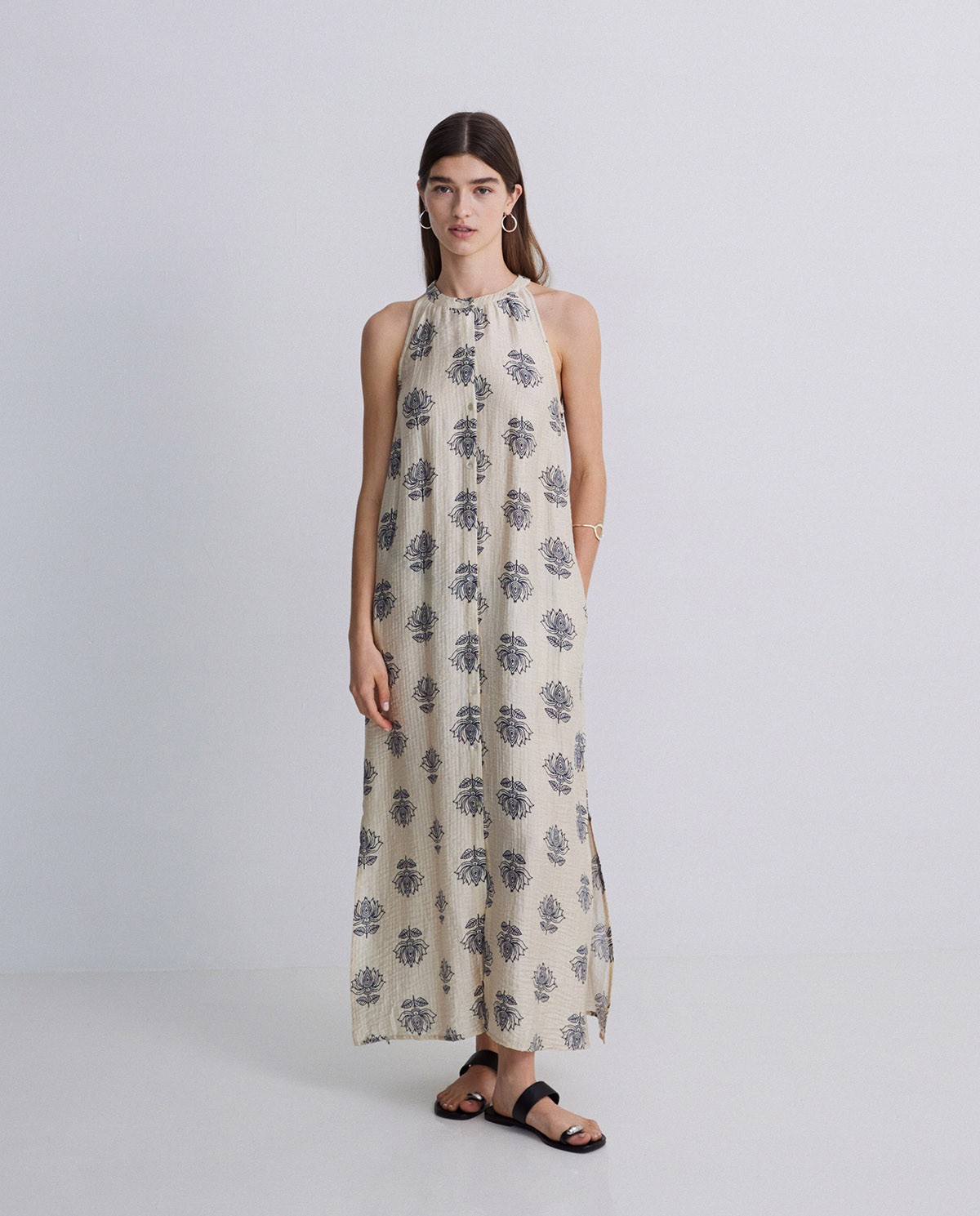 Robe midi col licou naturelle