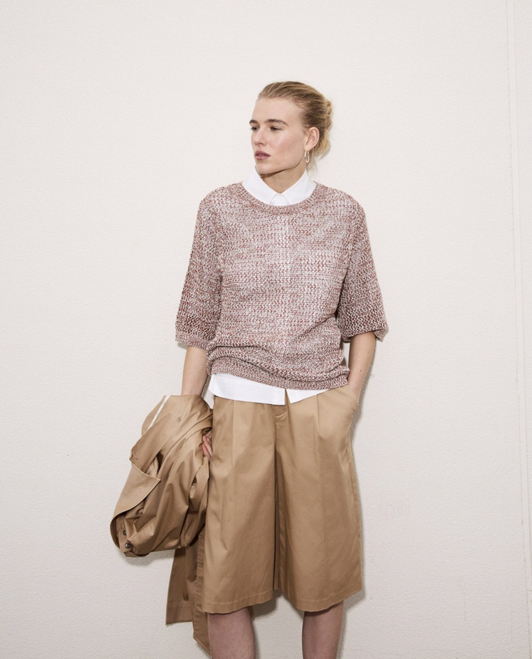 Bermuda tissu gabardine camel