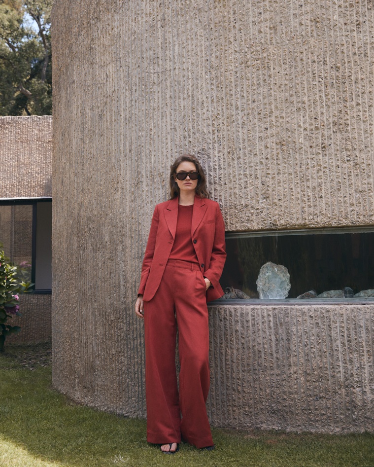 Wide-leg linen-blend tailored trousers|Yerse