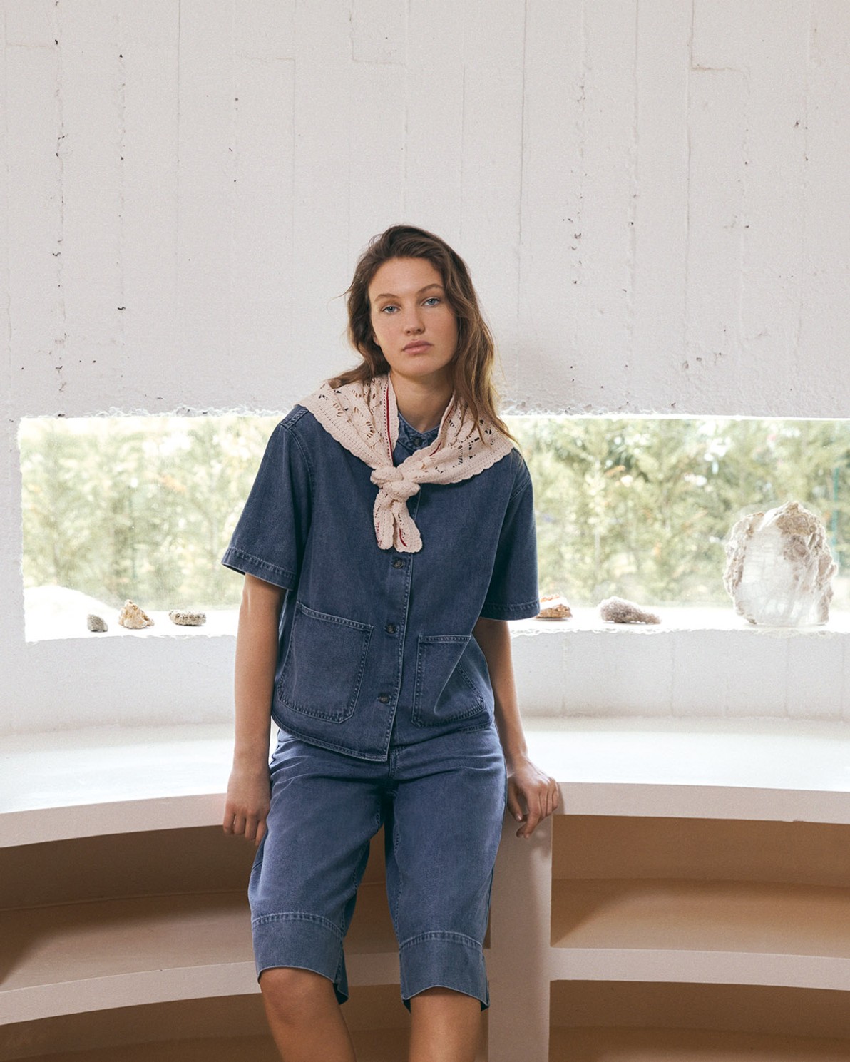 Organic-cotton denim Bermuda shorts|Yerse