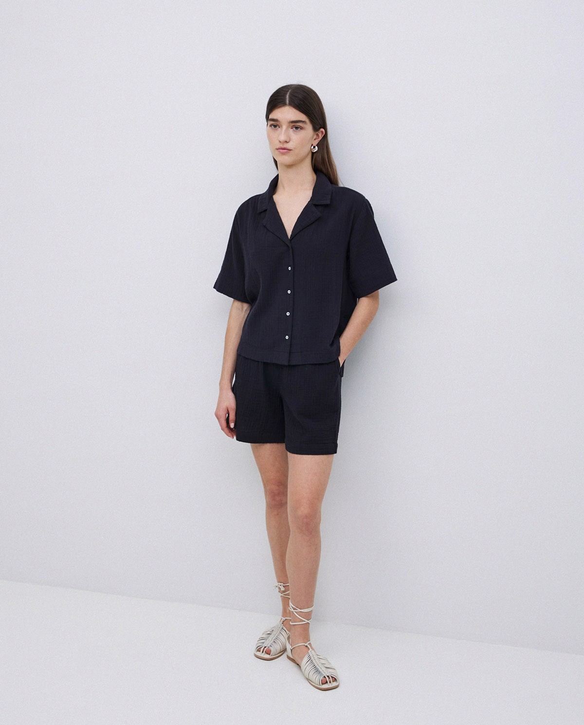 Short muselina negro