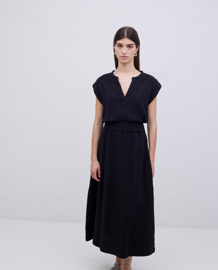 Falda muselina negro - <div>Falda en muselina de <strong>algodón 100%</strong>