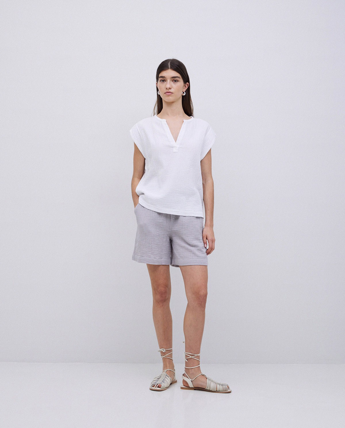 Blusa doble gasa algodón blanco 4