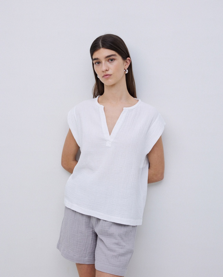 Blusa doble gasa algodón blanco