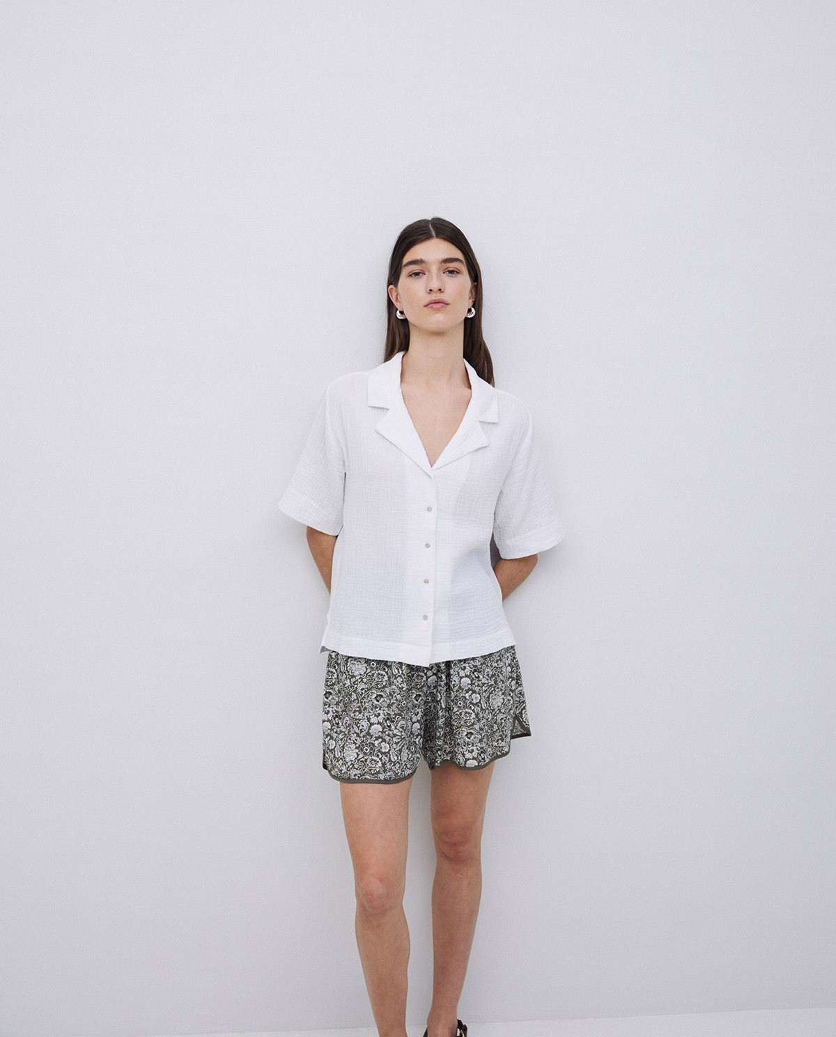 Chemise bi-matière avec col à revers blanc 2