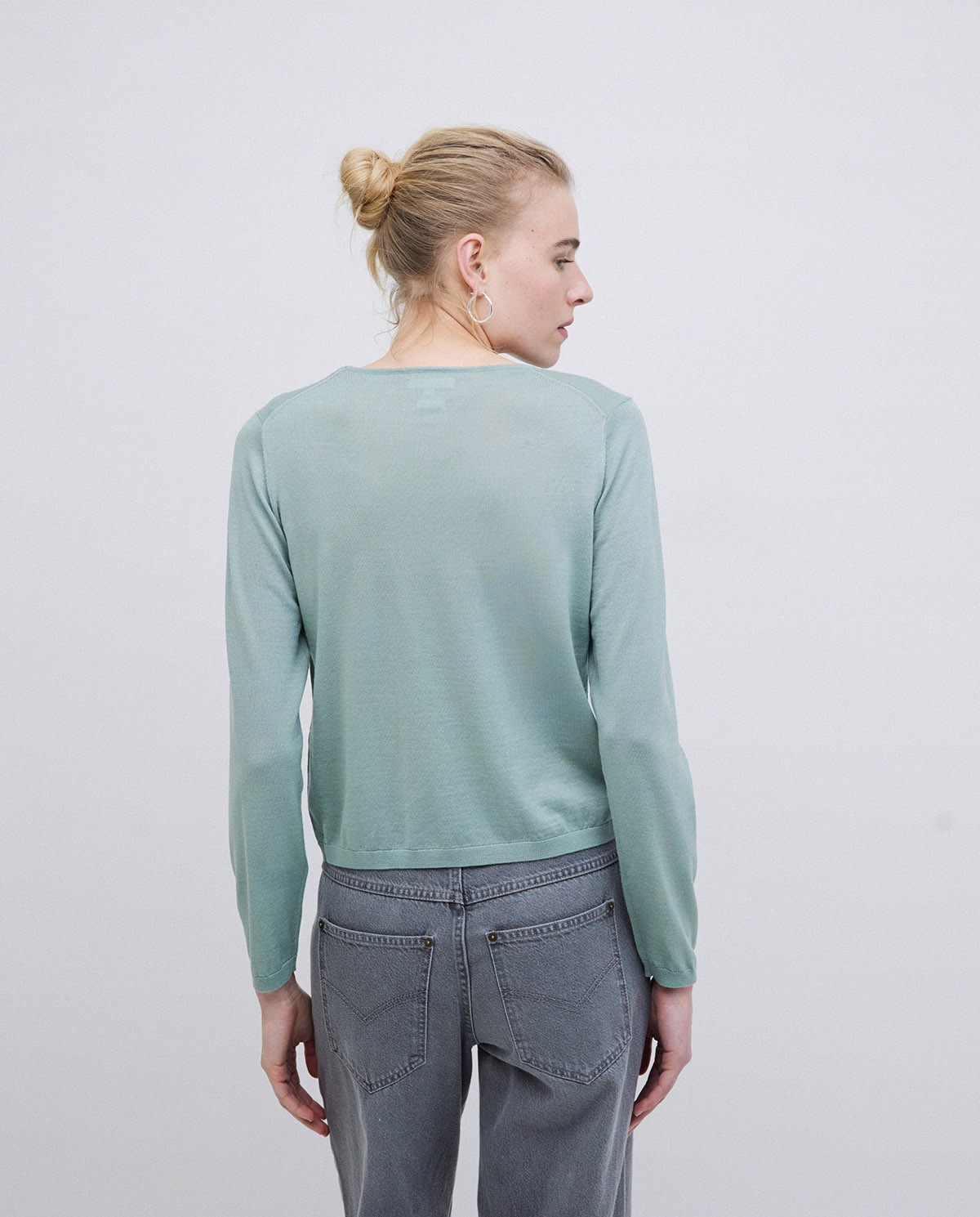 Cárdigan 100% lana de merino verde 5