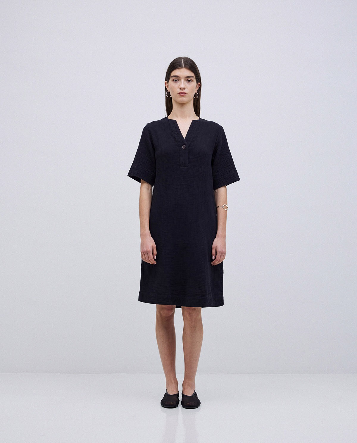 Vestido corto doble gasa negro 3