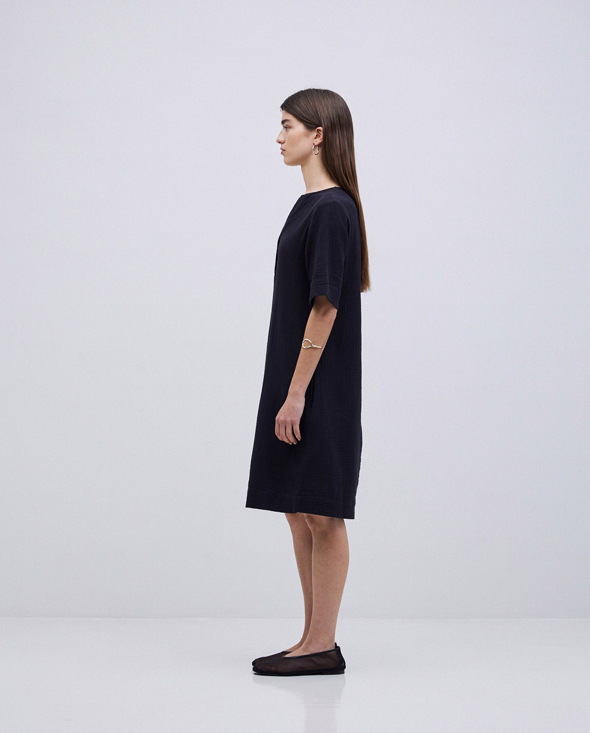 Vestido corto doble gasa negro 4