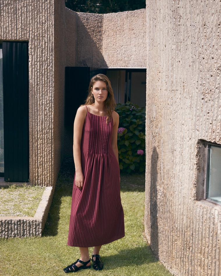 Striped midi camisole dress|Yerse