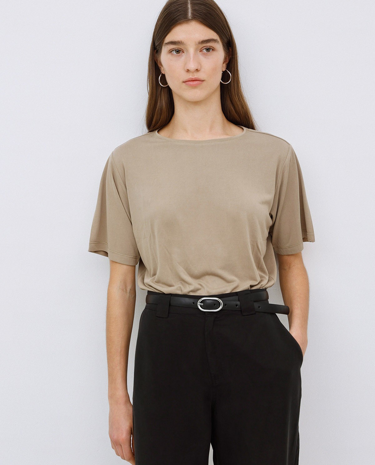 Camiseta holgada modal caqui 1