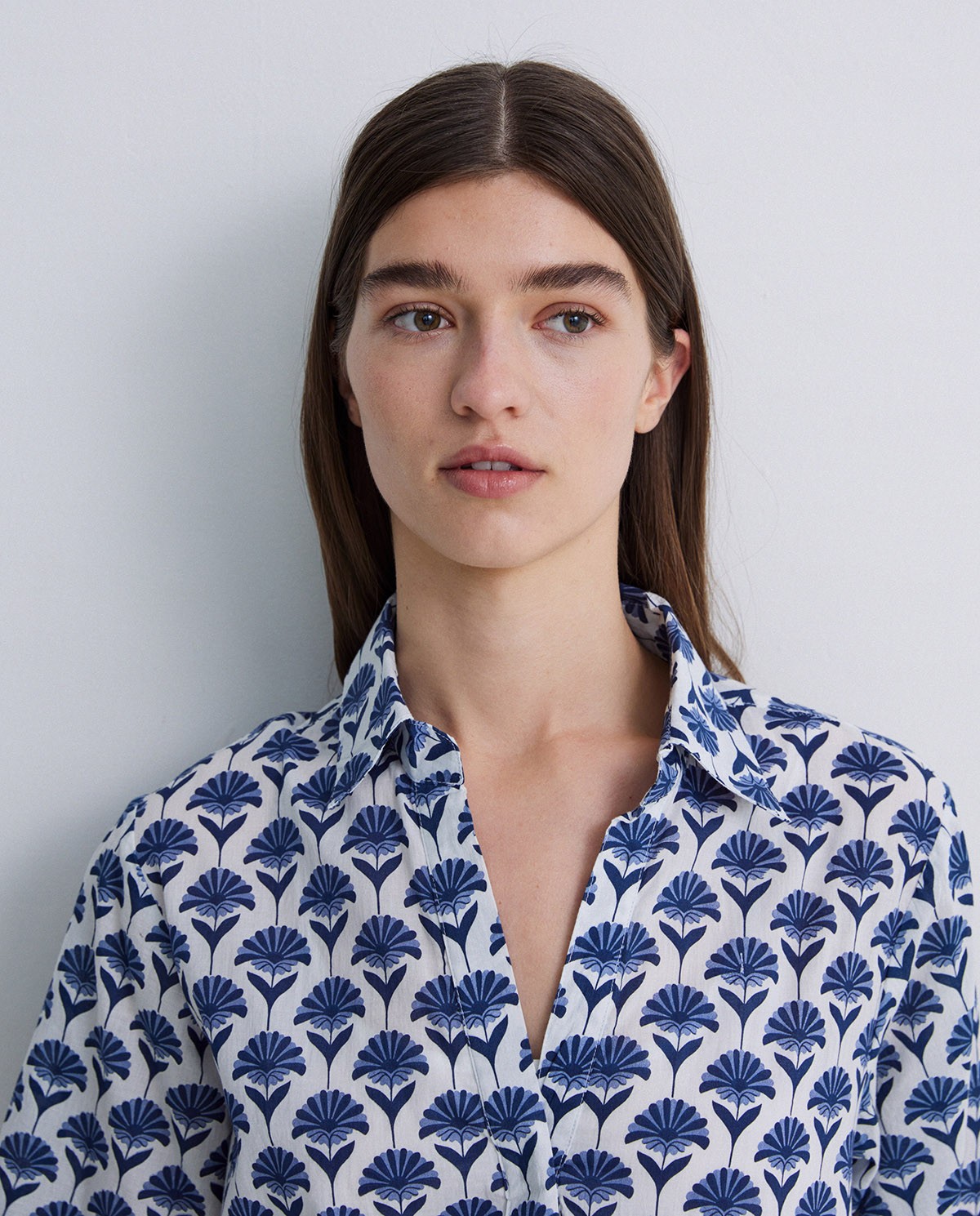 Short blue floral cotton dress
