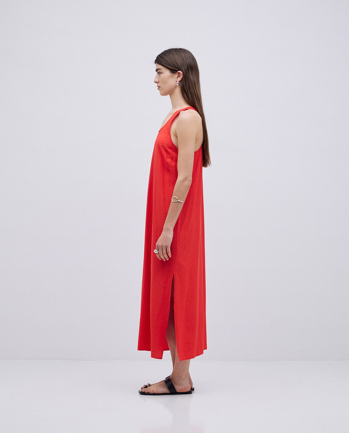 Vestido largo sin mangas coral 5