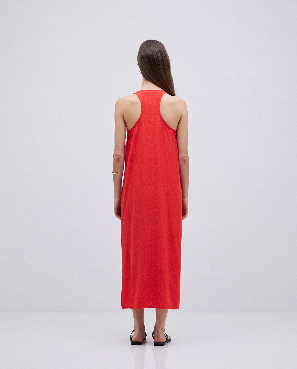 Vestido largo sin mangas coral 6