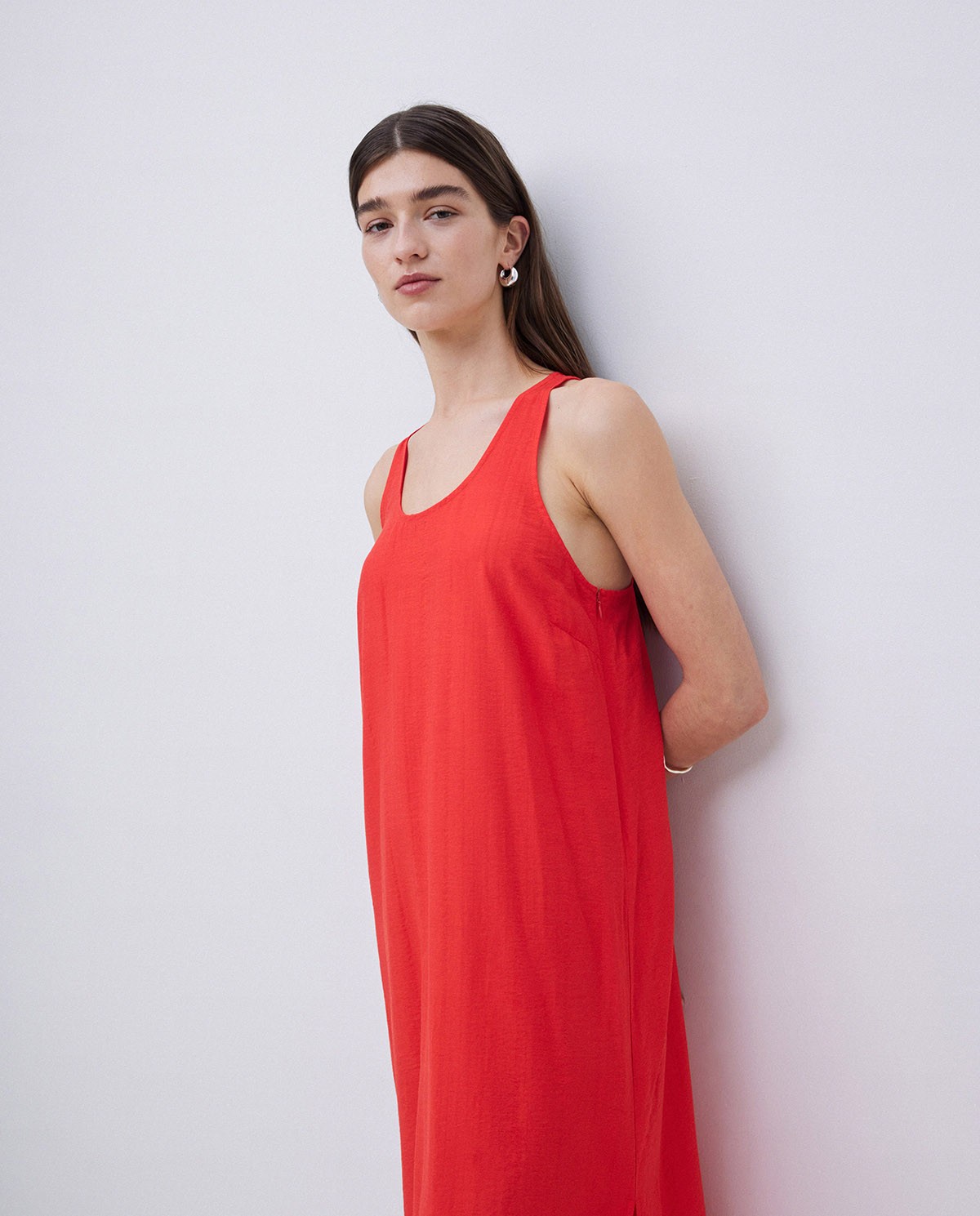 Vestido largo sin mangas coral 3