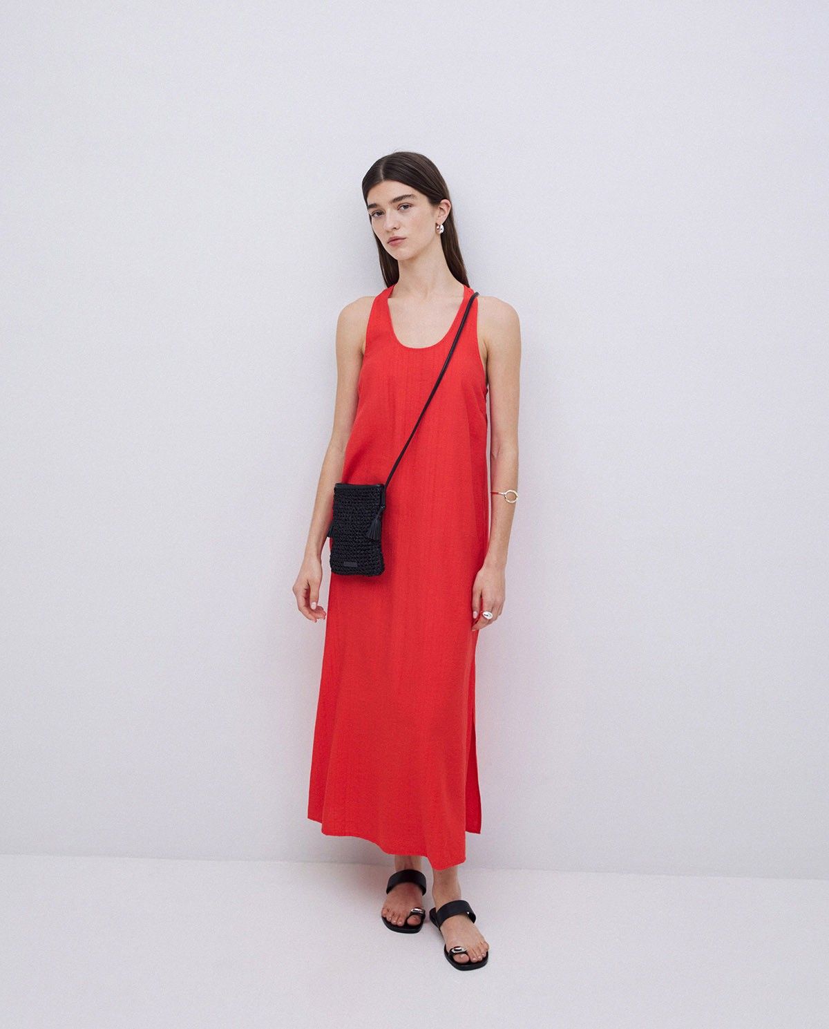 Vestido largo sin mangas coral 4