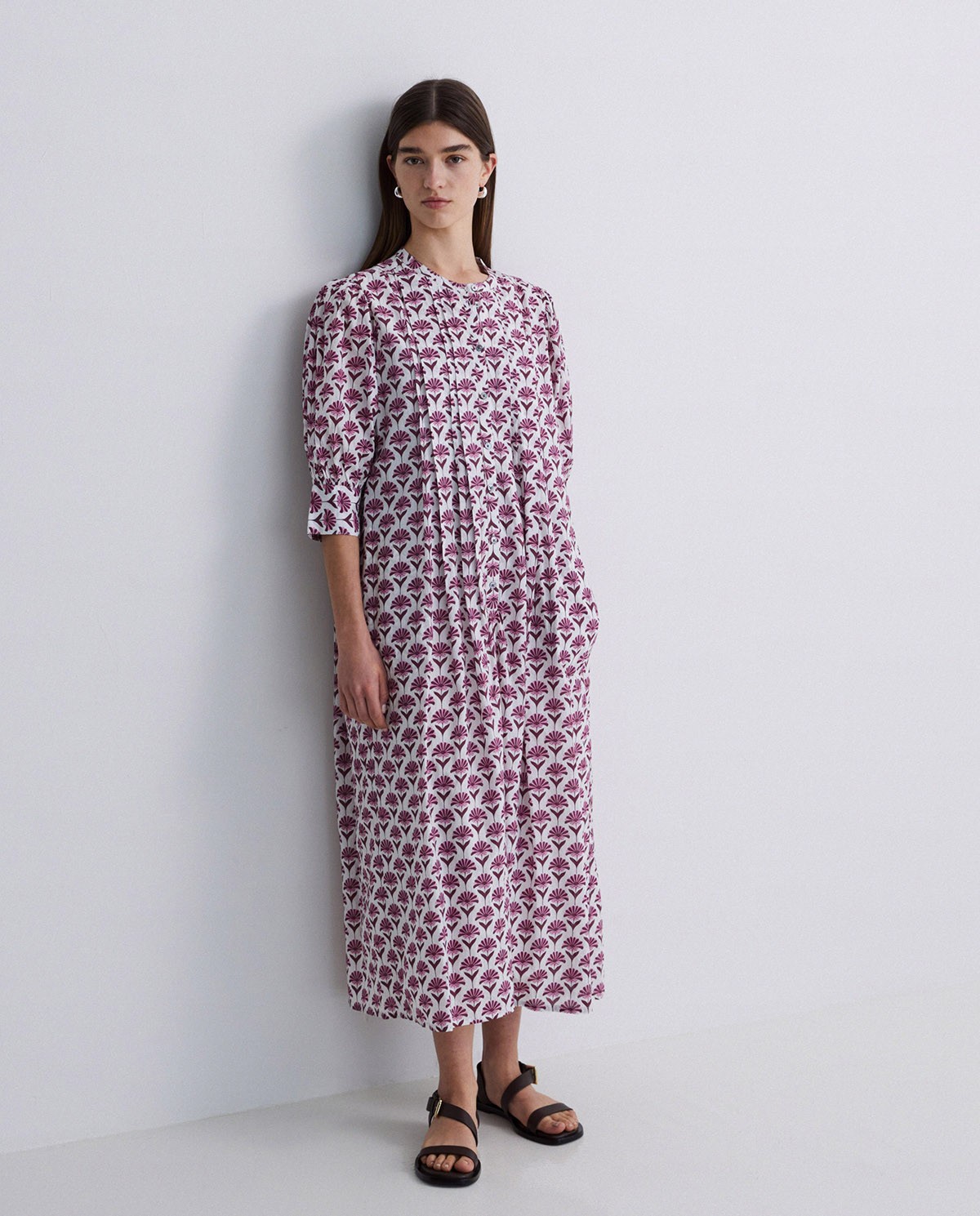 Vestido midi algodón rosa 5