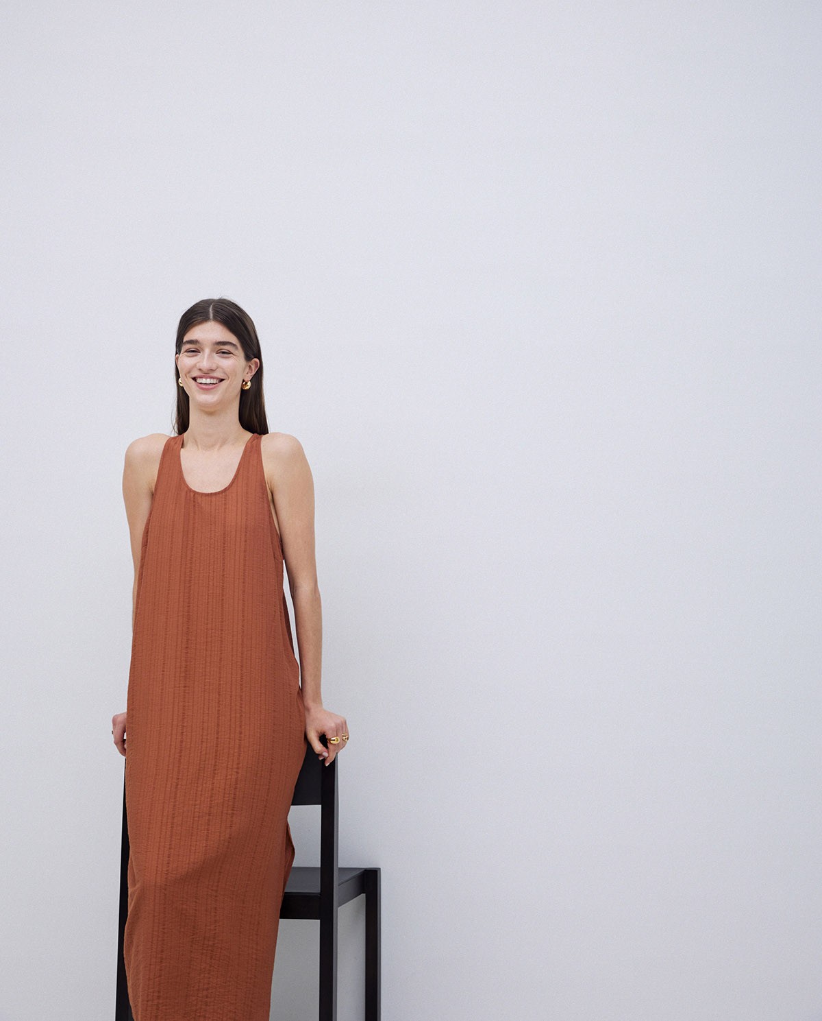 Vestido largo sin mangas terracota