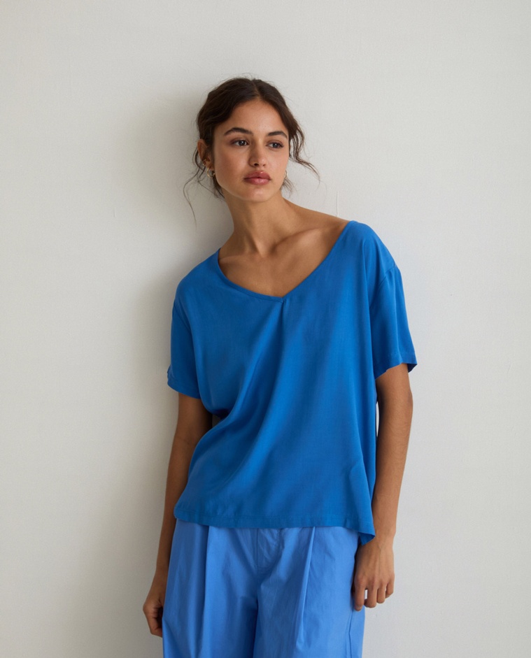 Flowy short-sleeve t-shirt Blue